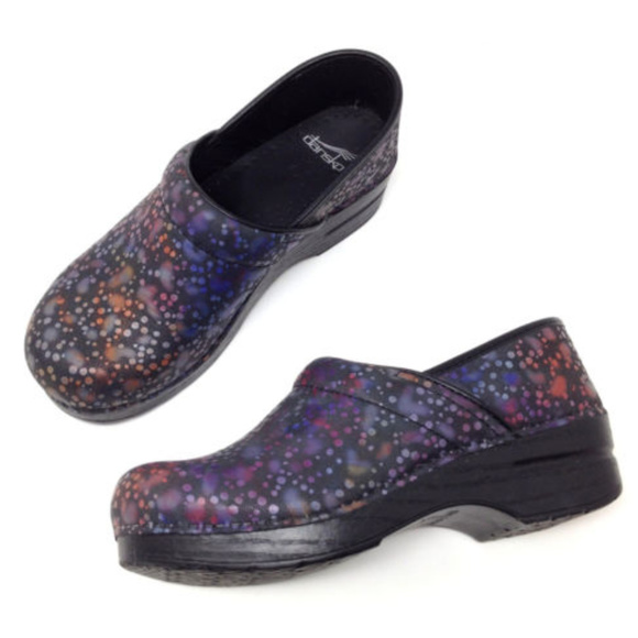 dansko rainbow clogs